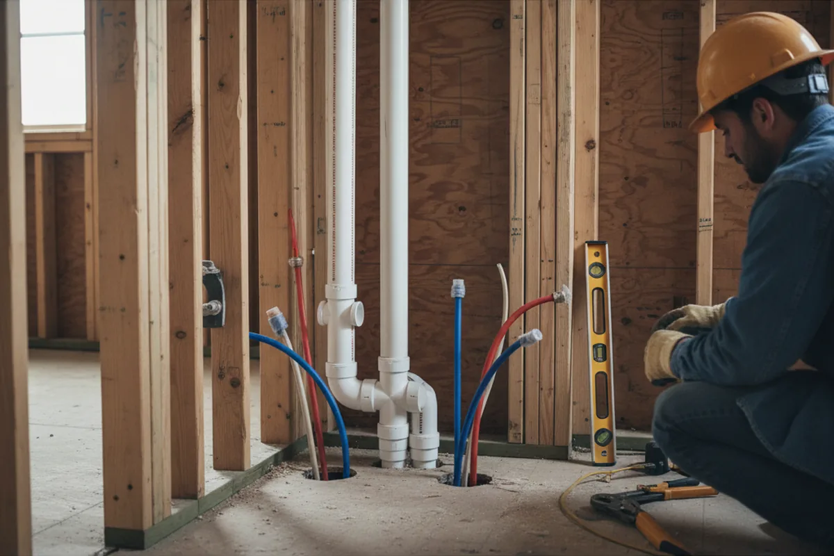 Drain and supply rough-in during Drain Cleaning in Avoca